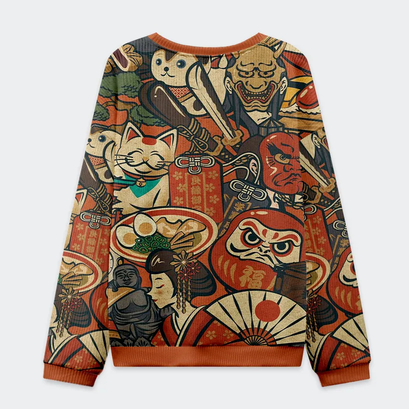Tokyo-Tiger Japanese Traditional Elements Christmas Ugly Sweatshirt
