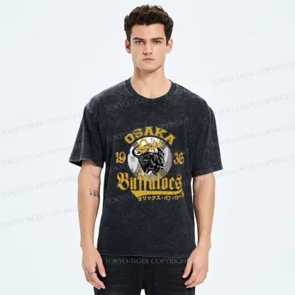 Tokyo-Tiger Japanese Baseball Bison Washed T-Shirt
