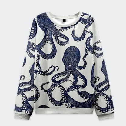 Tokyo-Tiger Ocean Octopus Christmas Ugly Sweatshirt