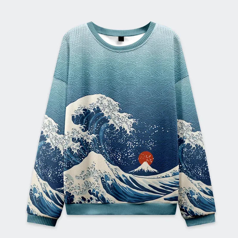 Tokyo-Tiger The Great Wave Off Fuji Christmas Ugly Sweatshirt
