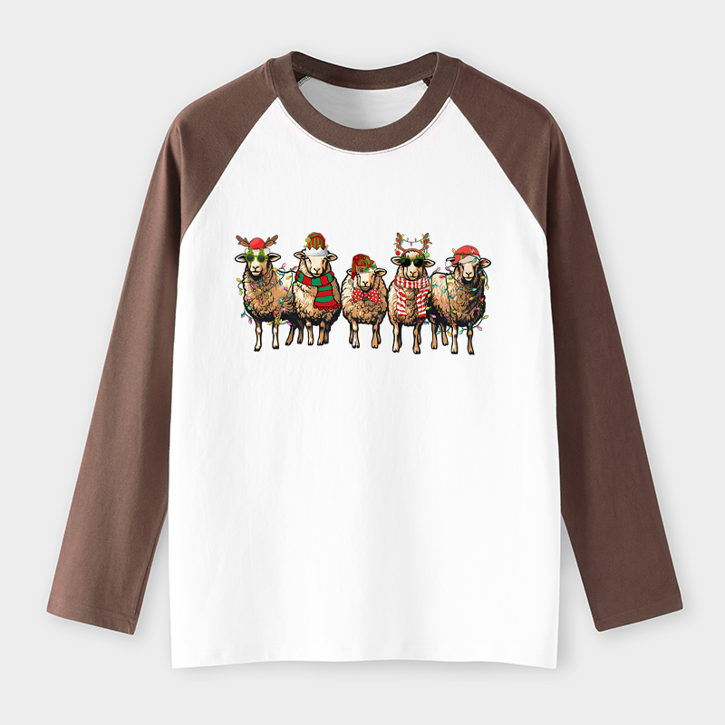 Tokyo-Tiger Christmas Sheep Raglan Long Sleeve T-shirt
