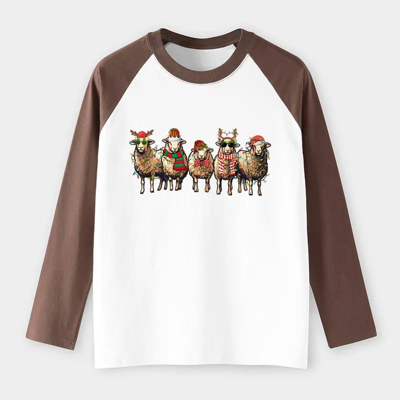 Tokyo-Tiger Christmas Sheep Raglan Long Sleeve T-shirt