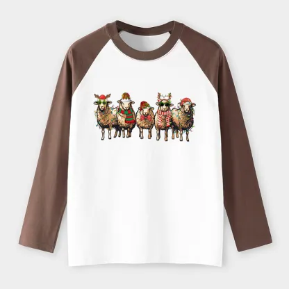 Tokyo-Tiger Christmas Sheep Raglan Long Sleeve T-shirt
