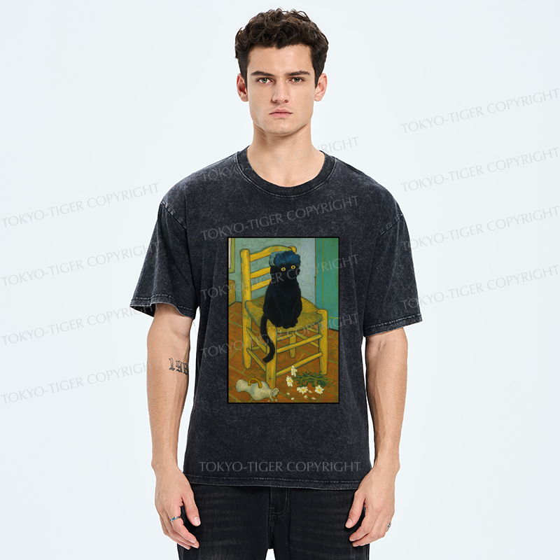Tokyo-Tiger Black Cat or Van Gogh Washed T-Shirt