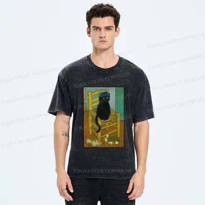 Tokyo-Tiger Black Cat or Van Gogh Washed T-Shirt