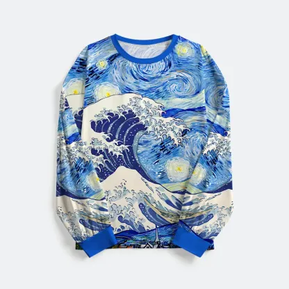 Tokyo-Tiger Waves Under The Starry Night Family Pajama Sets
