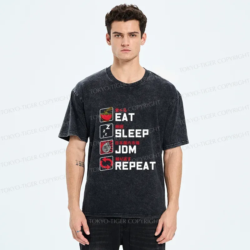 Tokyo-Tiger Happy Daily List Washed T-Shirt