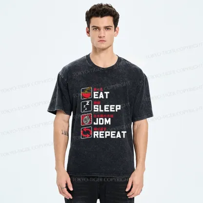 Tokyo-Tiger Happy Daily List Washed T-Shirt