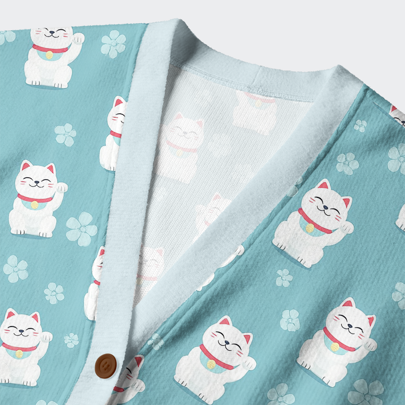 Tokyo-Tige Maneki Neko&Sakura Ugly Cardigan Sweater
