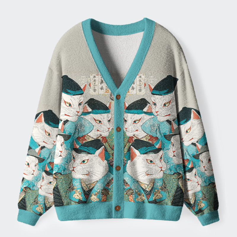 Tokyo-Tige Edo Cat Chronicles Ugly Cardigan Sweater