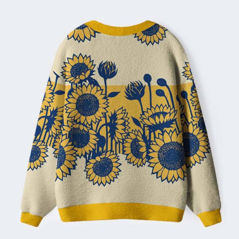Tokyo-Tiger The Poem of Sunflowers Ugly Cardigan Sweater