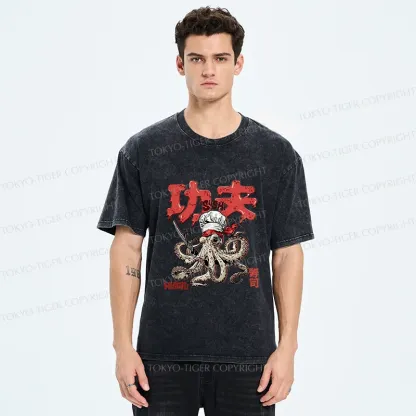 Tokyo-Tiger Octopus Chef Washed T-Shirt