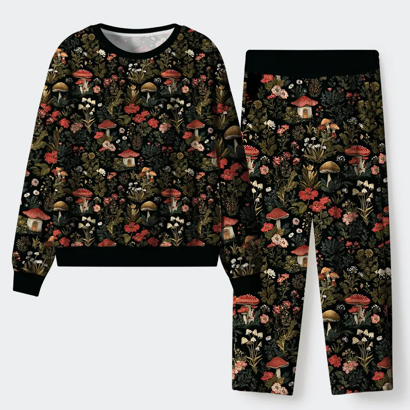 Tokyo-Tiger Enchanted Forest Mushroom Flannel Pajama Set