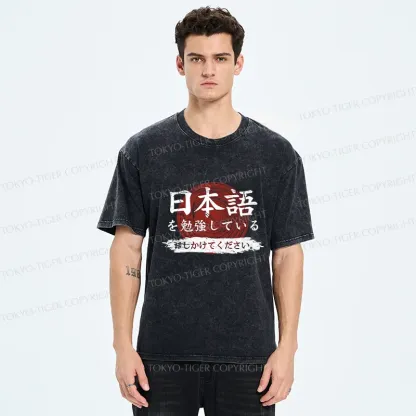 Tokyo-Tiger Please Talk To me Slowly Japanese Washed T-Shirt
