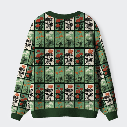 Tokyo-Tiger Ukiyoe Evergreen Elegance Ugly Cardigan Sweater