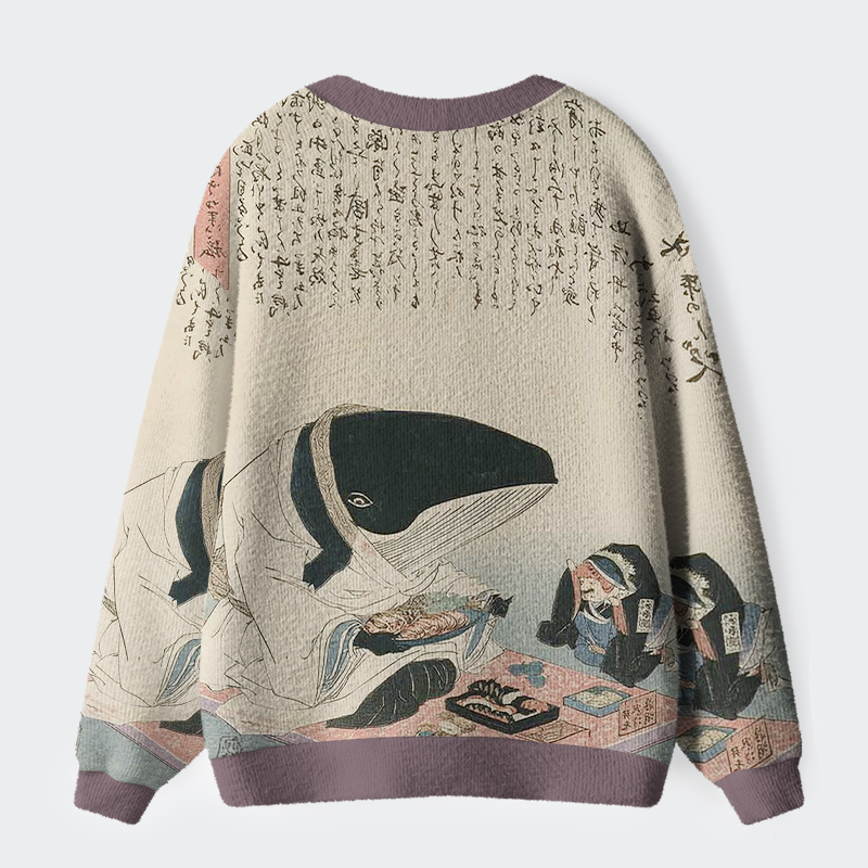 Tokyo-Tiger Whale Lords' Tea Time Ugly Cardigan Sweater