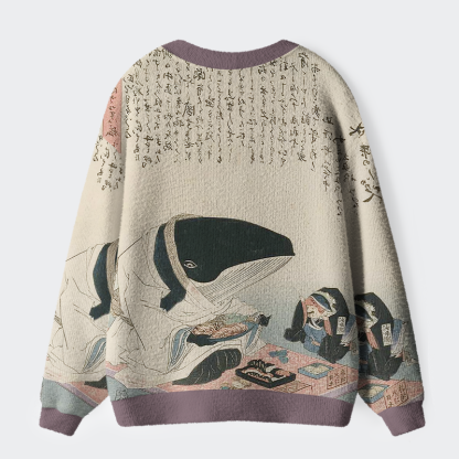 Tokyo-Tiger Whale Lords' Tea Time Ugly Cardigan Sweater