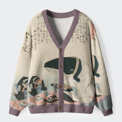 Tokyo-Tiger Whale Lords' Tea Time Ugly Cardigan Sweater