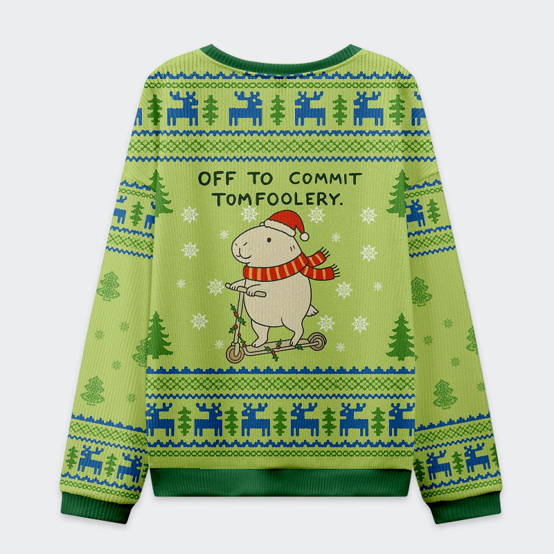 Tokyo-Tiger Capybara Is Ready To Do Something Bad Christmas Ugly Sweatshirt