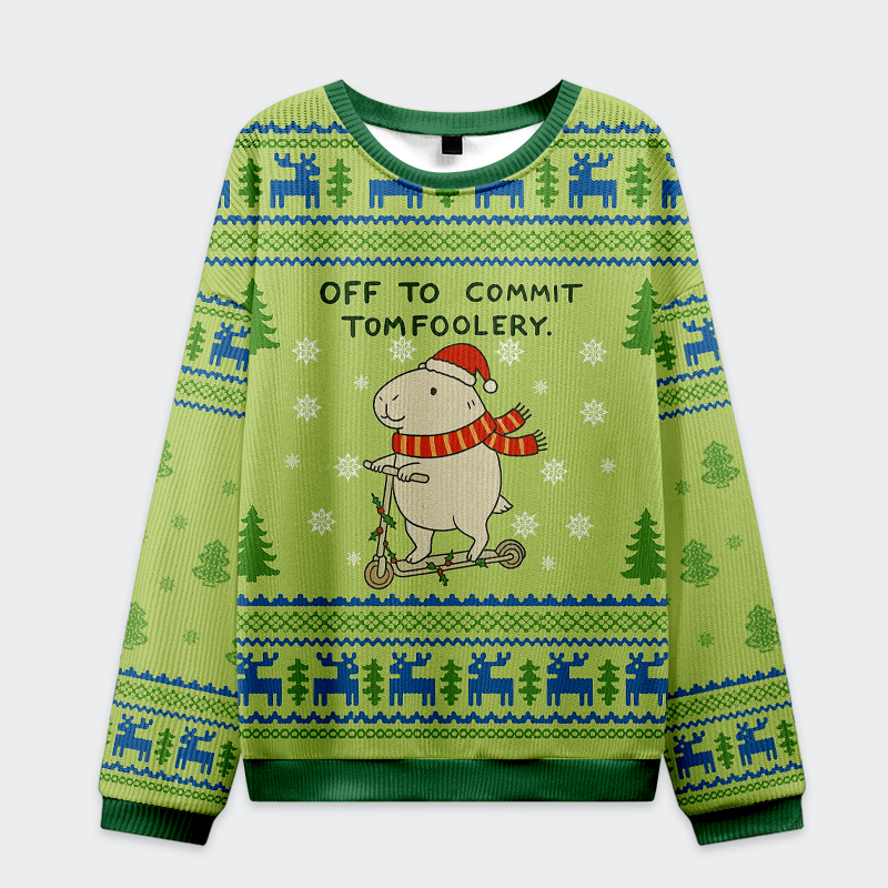Tokyo-Tiger Capybara Is Ready To Do Something Bad Christmas Ugly Sweatshirt