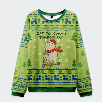 Tokyo-Tiger Capybara Is Ready To Do Something Bad Christmas Ugly Sweatshirt