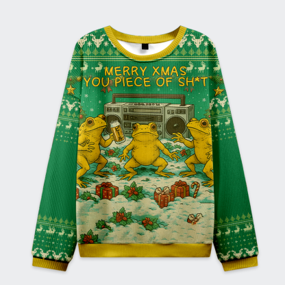 Tokyo-Tiger Froggy Xmas Mayhem: No Rules Allowed! Christmas Ugly Sweatshirt
