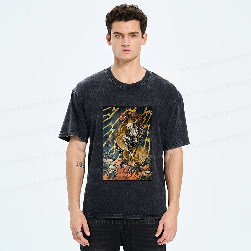 Tokyo-Tiger Ukiyo-e Death God Washed T-Shirt