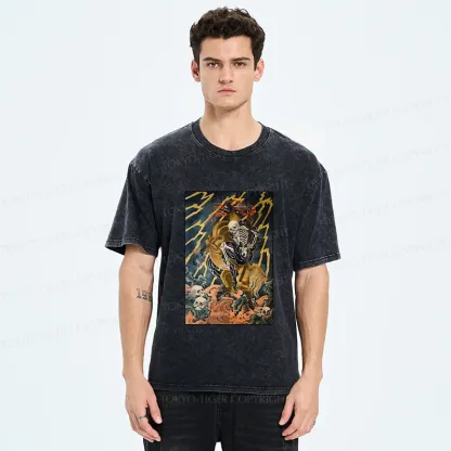 Tokyo-Tiger Ukiyo-e Death God Washed T-Shirt