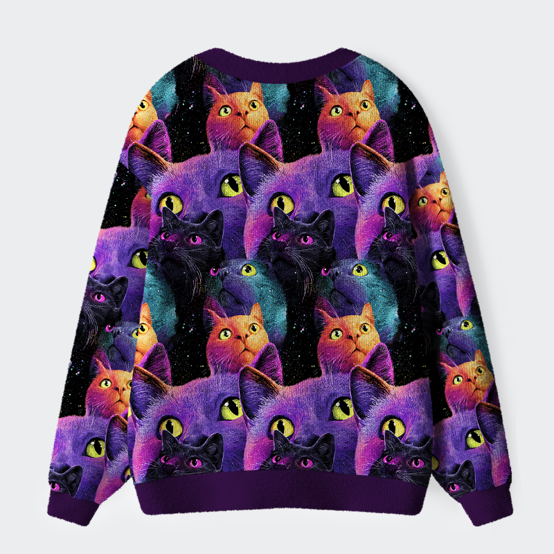 Tokyo-Tiger Cosmic Cat Chronicles Ugly Cardigan Sweater