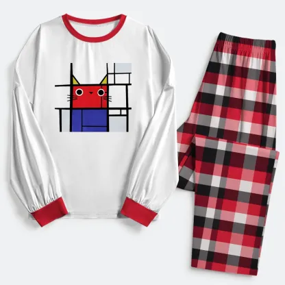 Tokyo-Tiger Abstract Art Cat Family Pajama Sets