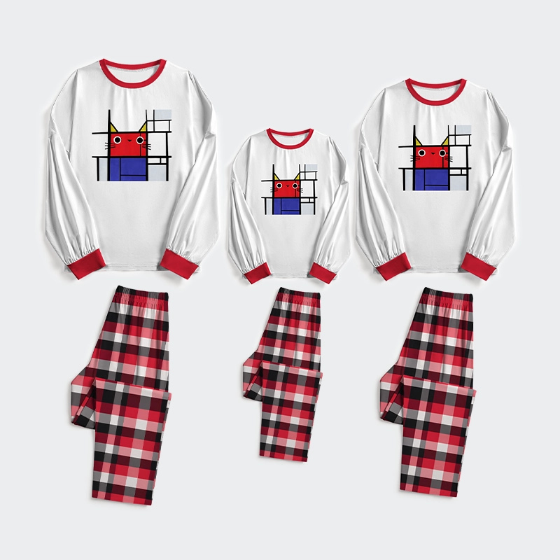 Tokyo-Tiger Abstract Art Cat Family Pajama Sets