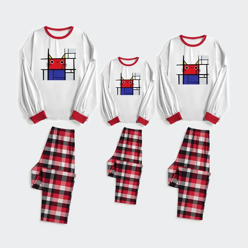 Tokyo-Tiger Abstract Art Cat Family Pajama Sets