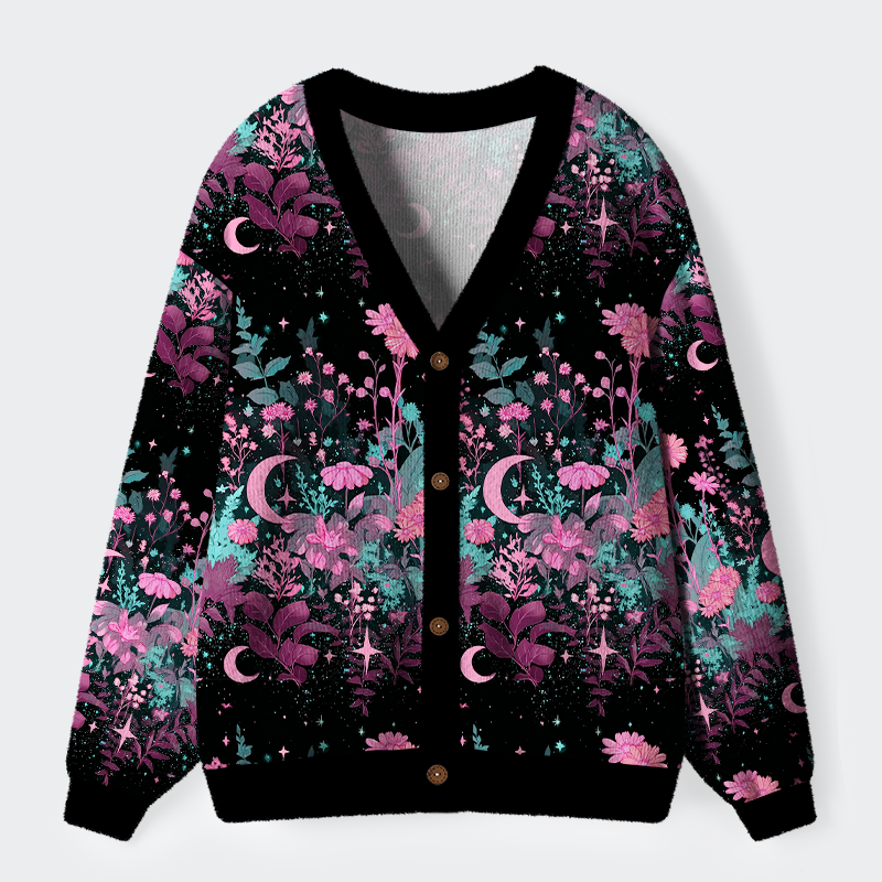Tokyo-Tiger Moonlit Garden Ugly Cardigan Sweater