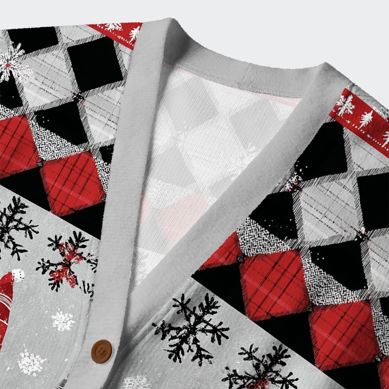 Tokyo-Tiger Argyle Gnome Party Ugly Cardigan Sweater