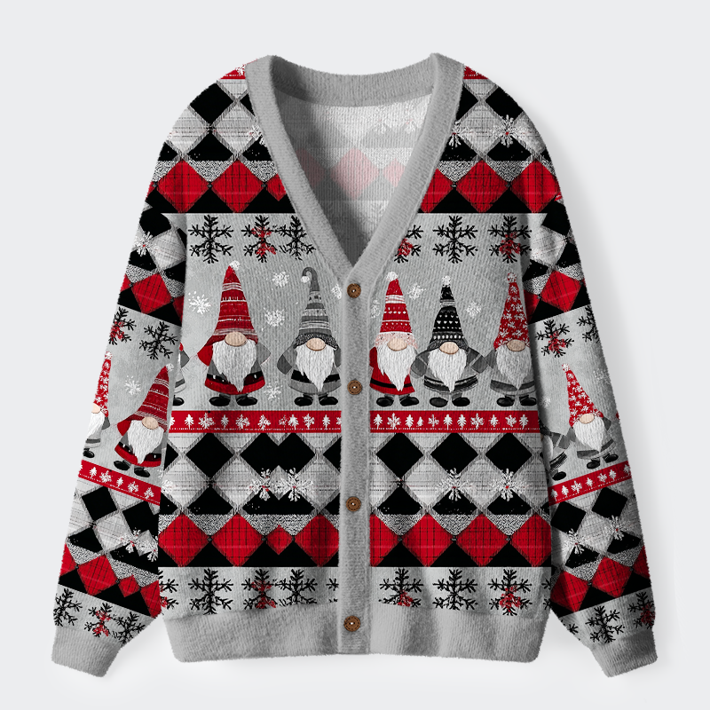 Tokyo-Tiger Argyle Gnome Party Ugly Cardigan Sweater