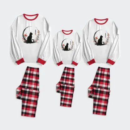 Tokyo-Tiger Black Cat And Flowers Family Pajama Sets