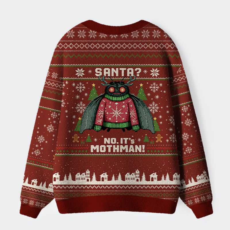 Tokyo-Tiger Santa? No, It’s Mothman! Ugly Cardigan Sweater