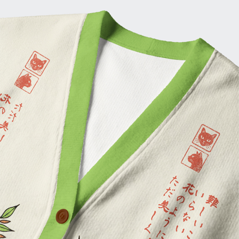 Tokyo-Tiger The Flower-Crowned Cat Cardigan Sweater