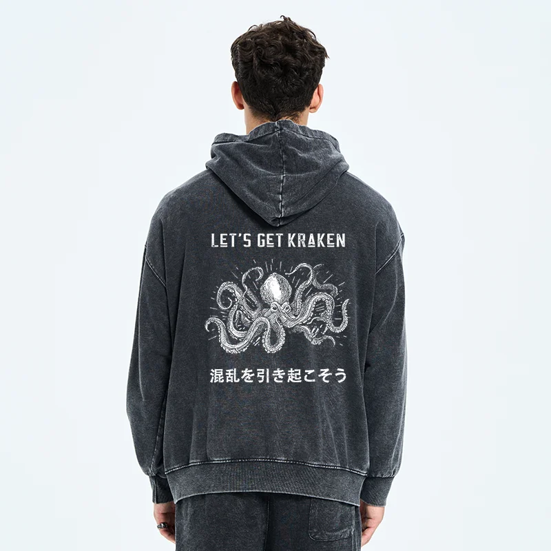 Tokyo-Tiger Funny Octopus：Let’s Get Kraken Washed Zip Hoodie