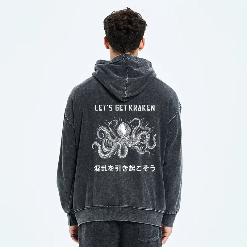 Tokyo-Tiger Funny Octopus：Let’s Get Kraken Washed Zip Hoodie