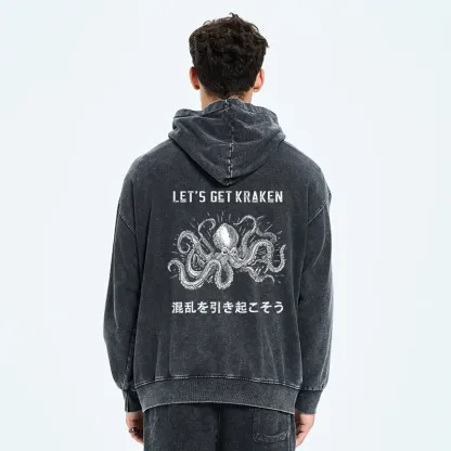 Tokyo-Tiger Funny Octopus：Let’s Get Kraken Washed Zip Hoodie