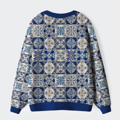Tokyo-Tiger Mediterranean Mosaic Ugly Cardigan Sweater