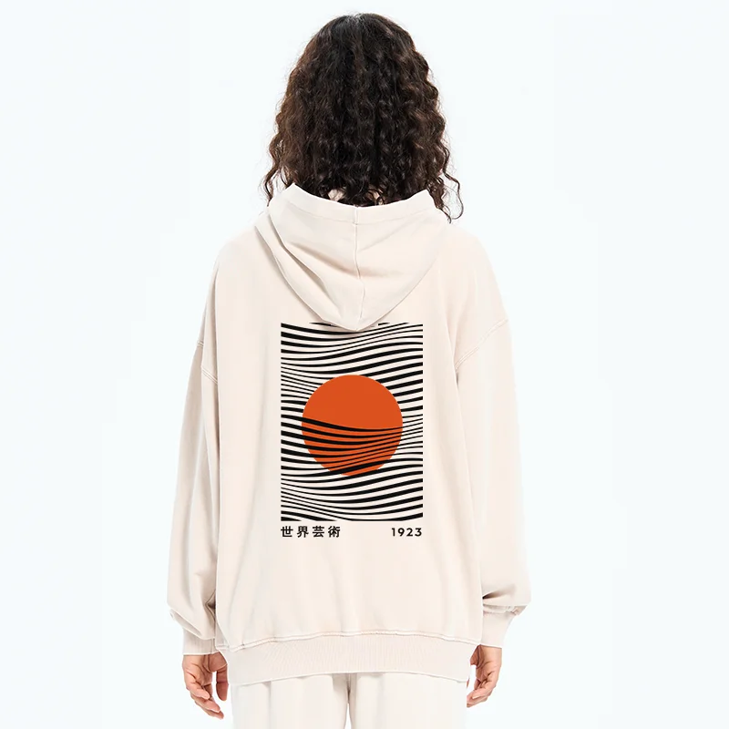 Tokyo-Tiger Minimalist Art Sun Washed Zip Hoodie