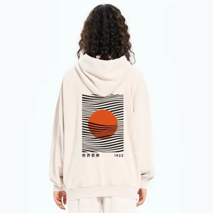 Tokyo-Tiger Minimalist Art Sun Washed Zip Hoodie