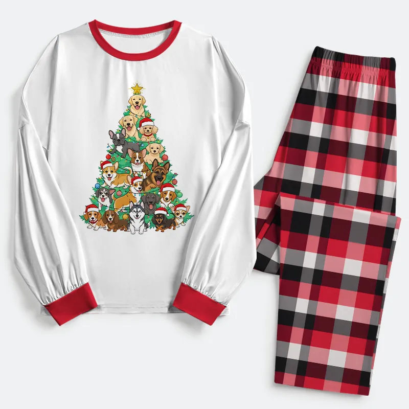 Tokyo-Tiger Christmas Tree Dog Funny Family Pajama Sets