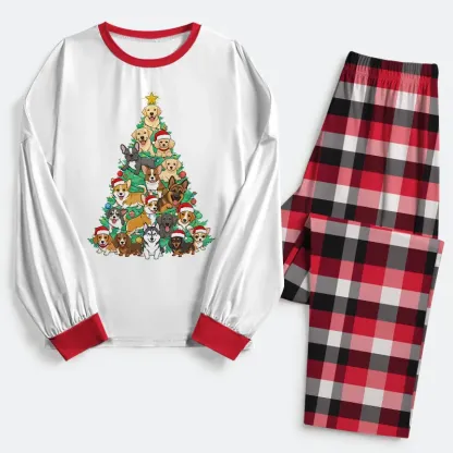 Tokyo-Tiger Christmas Tree Dog Funny Family Pajama Sets