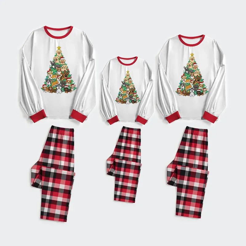 Tokyo-Tiger Christmas Tree Dog Funny Family Pajama Sets
