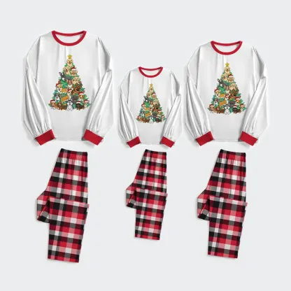 Tokyo-Tiger Christmas Tree Dog Funny Family Pajama Sets