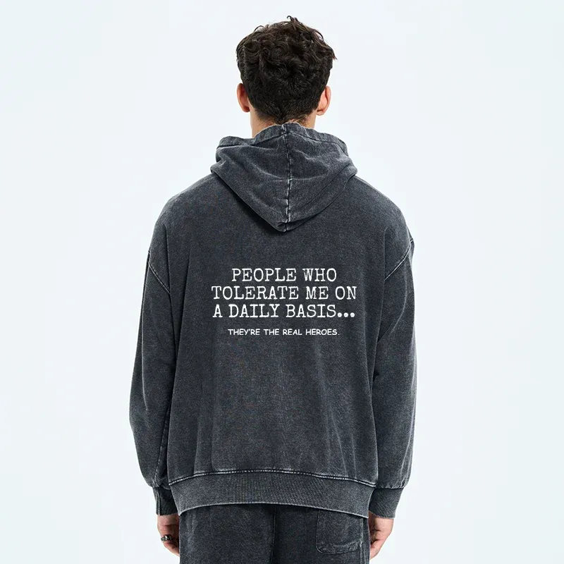 Tokyo-Tiger Anyone Who Puts Up With Me Is A Hero Washed Zip Hoodie
