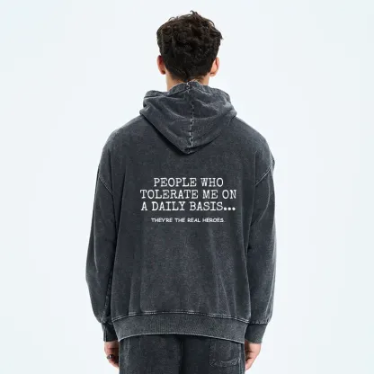 Tokyo-Tiger Anyone Who Puts Up With Me Is A Hero Washed Zip Hoodie